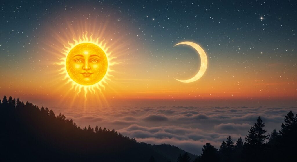 神秘的な太陽、月、星